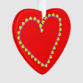Hartvormig hart op rood ornament (voorkant)