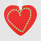 Hartvormig hart op rood ornament (achterkant)