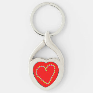 Hartvormig hart op rood sleutelhanger