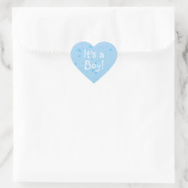 Hartvormig Het is een jongen! Op blauwe inktvlekke Hart Sticker