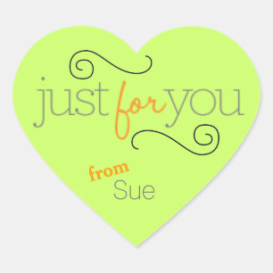 Hartvormig "Just for You" Cadeau Label Stickers