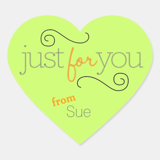 Hartvormig "Just for You" Cadeau Label Stickers (Voorkant)