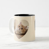 Hartvormig Kattendesign Tweekleurige Koffiemok (Voorkant links)