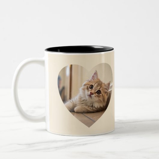 Hartvormig Kattendesign Tweekleurige Koffiemok (Links)