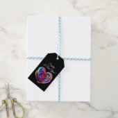 Hartvormig kleurrijk Roos- Cadeaulabel (Met Touw)