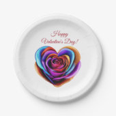 Hartvormig Kleurrijk Roos-Valentijnsdag- Papieren Bordje (Voorkant)