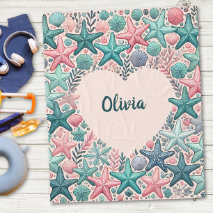 Hartvormig Lijst met kleurrijke zeester Fleece Deken