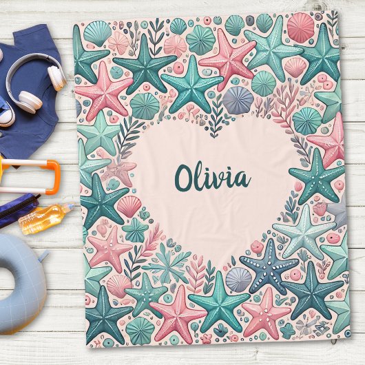 Hartvormig Lijst met kleurrijke zeester Fleece Deken