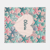 Hartvormig Lijst met kleurrijke zeester Fleece Deken (Voorkant (Horizontaal))