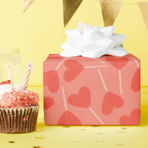 Hartvormig Lollipop Suckers Roze Rood Sinaasappel Cadeaupapier