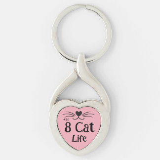 Hartvormig Metaal Roze Cat Life Premium Sleutelhan Sleutelhanger