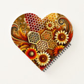 Hartvormig Notitieboek met honingraat en zonnebloe (Achterkant)