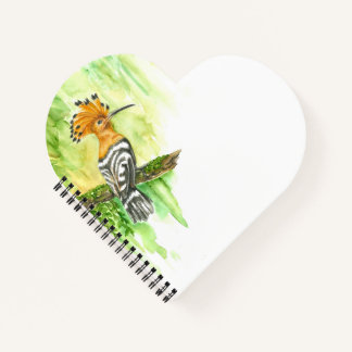 Hartvormig Notitieboek met Waterverf Hoopoe