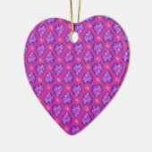 Hartvormig Ornament, magenta, hart en bloemen Keramisch Ornament (Links)