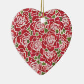  hartvormig Ornament: roodrozenpatroon Keramisch Ornament (Rechts)