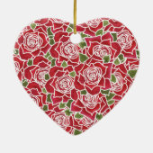  hartvormig Ornament: roodrozenpatroon Keramisch Ornament (Achterkant)