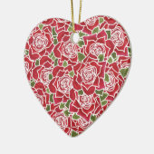  hartvormig Ornament: roodrozenpatroon Keramisch Ornament (Links)