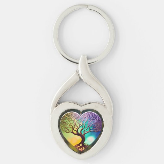 Hartvormig Ornament van het leven Sleutelhanger (Voorkant)