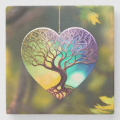 Hartvormig Ornament van het leven Stenen Onderzetter (Voorkant)