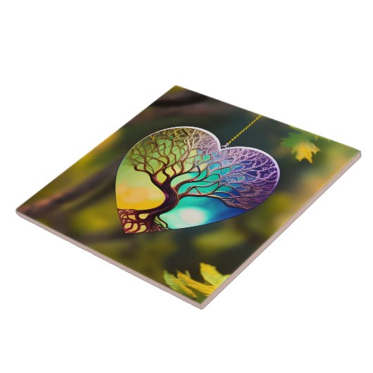 Hartvormig Ornament van het leven Tegeltje (Zijkant)