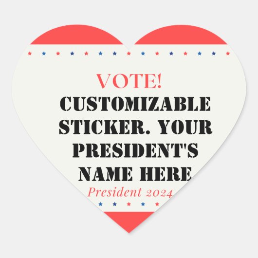 hartvormig President. Hart Sticker (Voorkant)