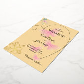 Hartvormig randje, bloemig, vlinderontwerp folie uitnodiging (Gedraaid)