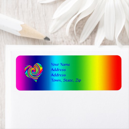 Hartvormig regenboogdraaikonkel etiket (Insitu)