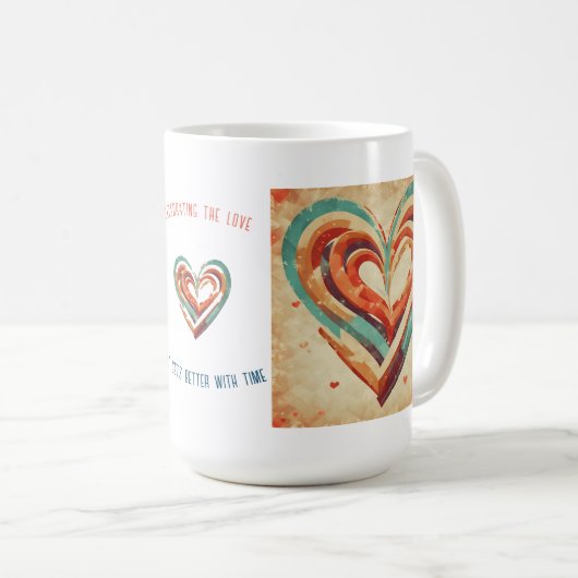 hartvormig retro koffiemok (Voorkant rechts)