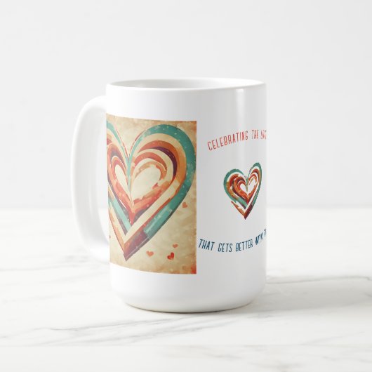 hartvormig retro koffiemok (Voorkant links)