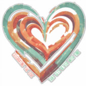 hartvormig retro sticker (Voorkant)