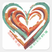 hartvormig retro vierkante sticker (Voorkant)