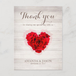 Hartvormig Rode roos bedankkaart hhn01 Briefkaart