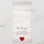 Hartvormig Rode roos bruiloft menu hhn01 (Achterkant)