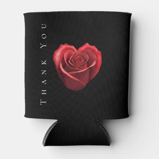 Hartvormig rood roos-bruiloft-dank je- blikjeskoeler (Voorkant)