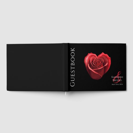 Hartvormig rood roos bruiloft gastenboek (Volledig)