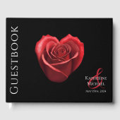 Hartvormig rood roos bruiloft gastenboek (Voorkant)