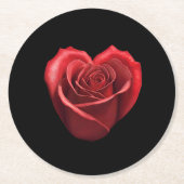 Hartvormig rood roos-bruiloft ronde kartonnen onderzetter (Voorkant)
