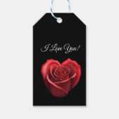 Hartvormig rood roos- cadeaulabel (Voorkant)