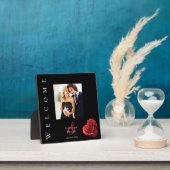 Hartvormig rood roos-foto bruiloft-tafel teken- fotoplaat (Insitu)