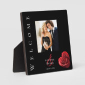 Hartvormig rood roos-foto bruiloft-tafel teken- fotoplaat (Voorkant)