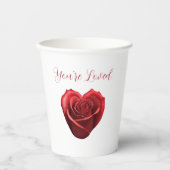 Hartvormig rood roos-je bent geliefd- papieren bekers (Voorkant)