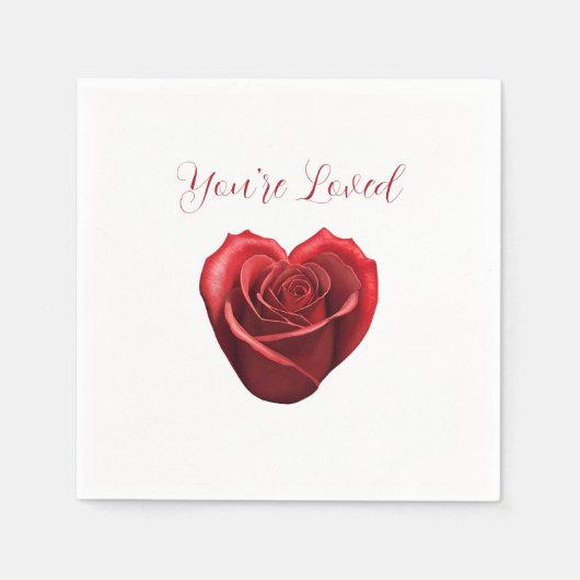 Hartvormig rood roos-je bent geliefd- servet (Voorkant)