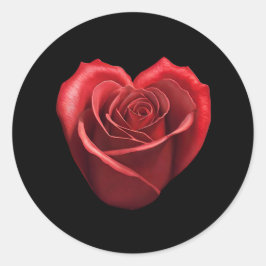 Hartvormig rood roos- ronde sticker