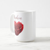 Hartvormig rood roos-Valentijnsdag Koffiemok (Voorkant links)