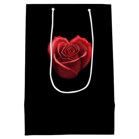 Hartvormig rood roos-Valentijnsdag Medium Cadeauzakje (Achterkant)