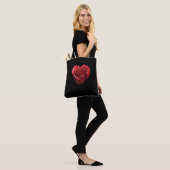 Hartvormig rood roos-Valentijnsdag Tote Bag (Op model)