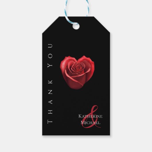 Hartvormig Rood Rose-bruiloft Dank je wel- Cadeaulabel (Voorkant)