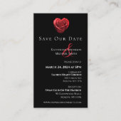 Hartvormig Rood Rose-Save the Date- Visitekaartje (Voorkant)