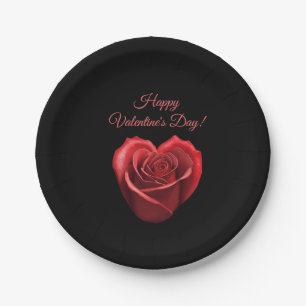 Hartvormig Rood Rose-Valentijnsdag- Papieren Bordje