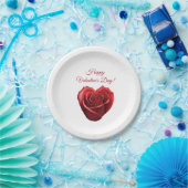 Hartvormig Rood Rose-Valentijnsdag- Papieren Bordje (Feest)